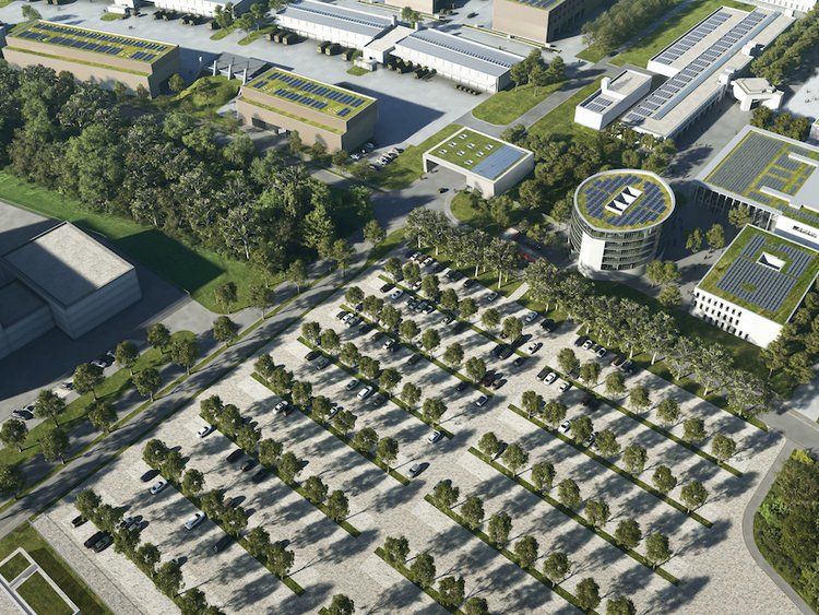 Visualization: Aerial view of the barracks area surrounded by forests and meadows
